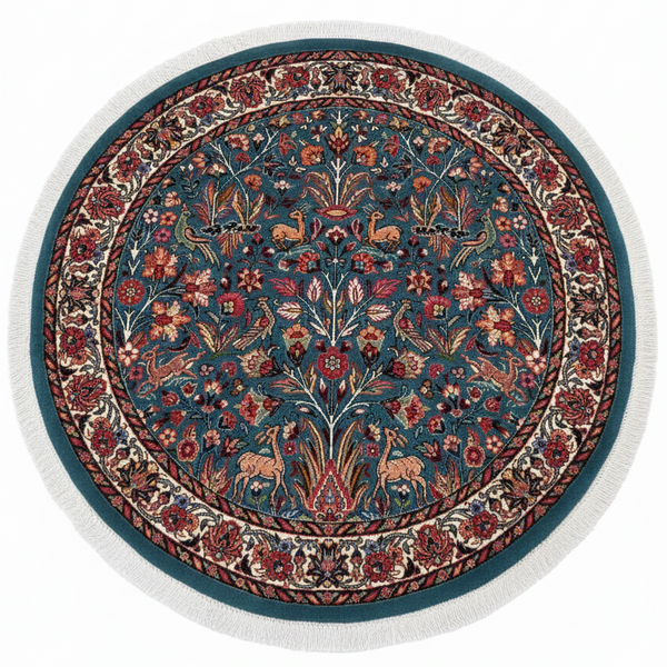 تصویر فرش نقشه خورشیدی فیروزه ای تصویر فرش نقشه خورشیدی فیروزه ای