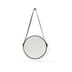 image of medium round mirror with leather stripe