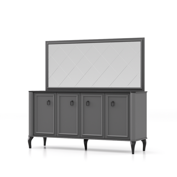 image of Black Chester Console with 4doors and Mirror