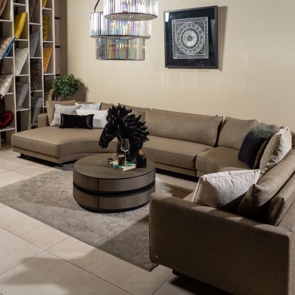 image of SAMBA sofa U shape Right brown 669653