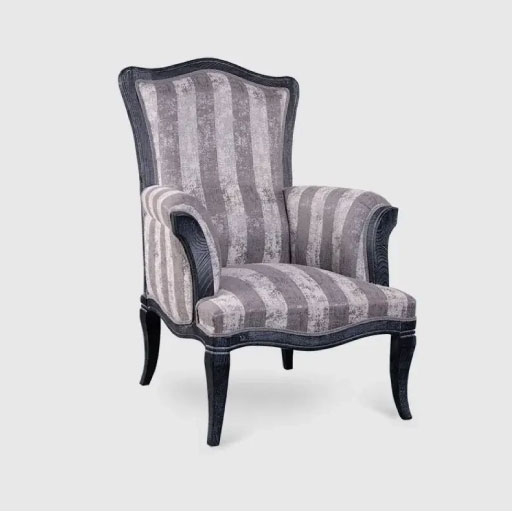 image of Lavin Neoclassical Single Sofa-Gray Striped