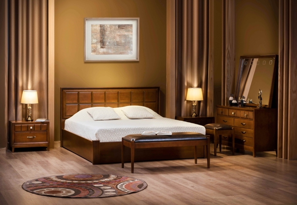 image of Folia Double Bed W 180 with wooden head board