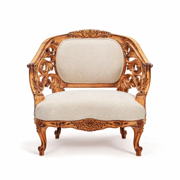 image of Zhebra Single Sofa-wood carving