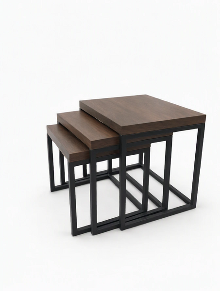 image of Triple Side Tables with metal base