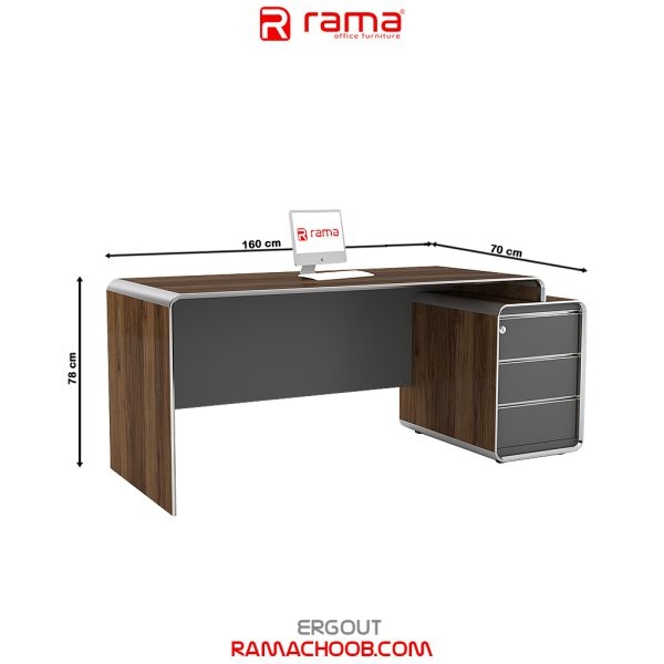 تصویر میز کارمندی ارگوت (سه کشو ثابت)