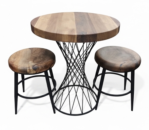 تصویر میز ناهارخوری چوب گردو قطر ۷۰