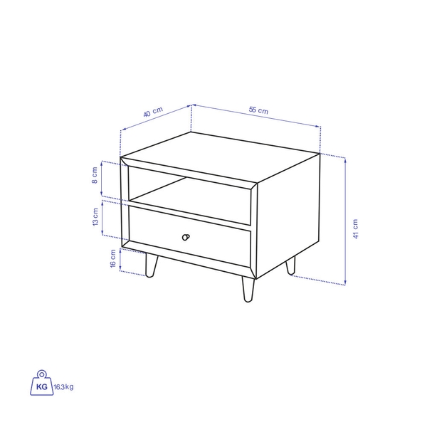 image of Kia bed side drawer