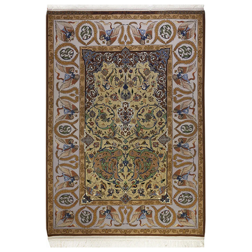 image of One Side Isfahan Rug Bete Cream Genuine