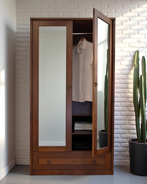 image of Dresser with two doors and mirrors
