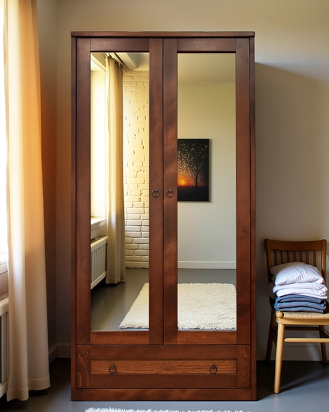 image of Dresser with two doors and mirrors
