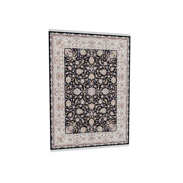 image of Afshan ShahAbbasi Rug-Navy Blue