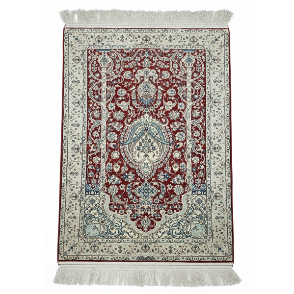 تصویر قالیچه تمام ابریشم نایین اصفهان