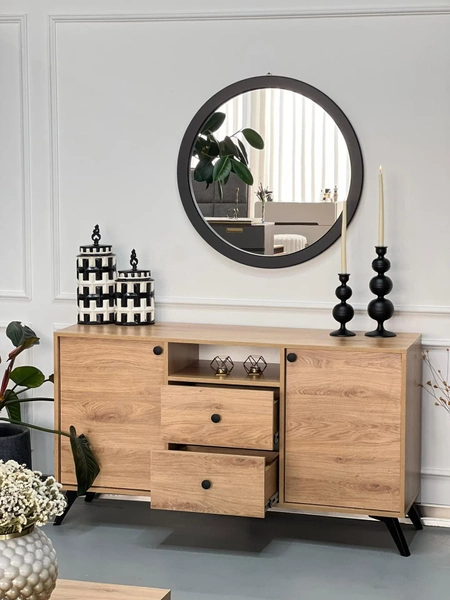 image of Mocca Wooden Console and Mirror