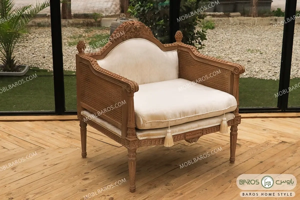 تصویر مبل تک نفره کلاسیک جدید کاجی کد ۴