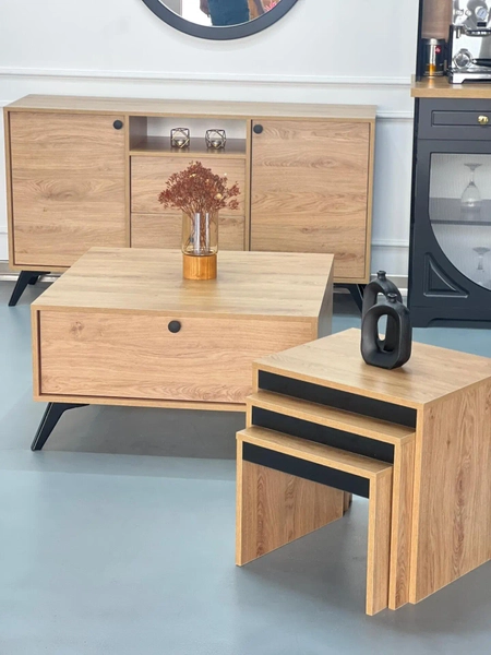 تصویر جلومبلی و عسلی سه تکه موکا