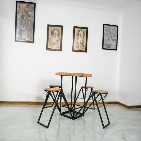 تصویر میز ۴نفره تاشو کمجا ترکیب چوب و فلز