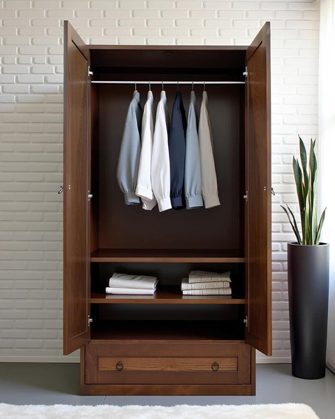 image of Dresser with two doors and mirrors