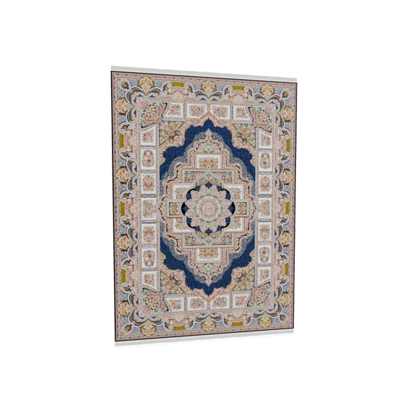 image of Hoz Silver Rug-Navy Blue