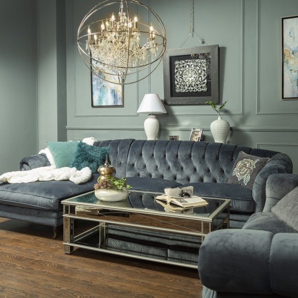image of LOUIE sofa 2.5 + chaise lounge Left d.grey 660476