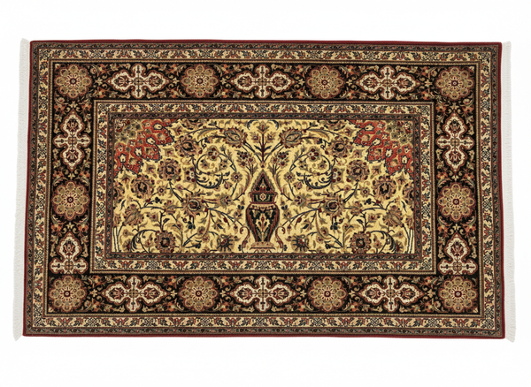 تصویر فرش آنتیک گل ابریشم قم