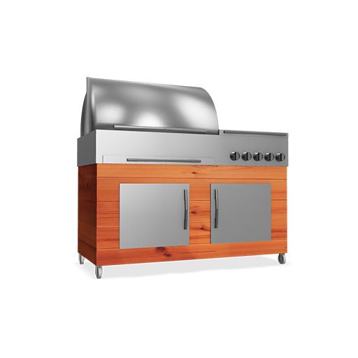 image of All Steel Barbecue Island With Thermowood Surface 150Cm