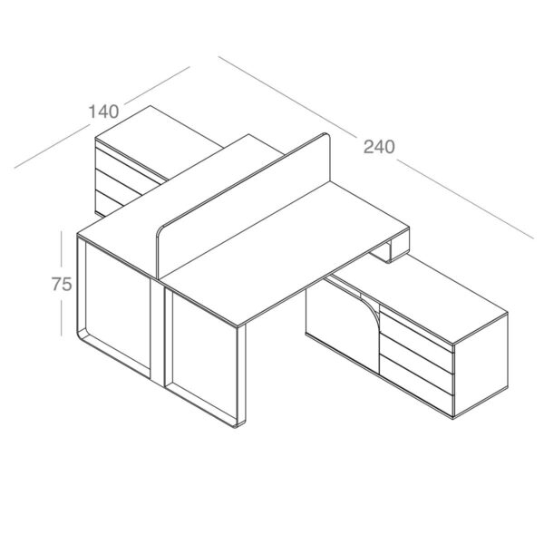 تصویر میز کارگروهی ۲ نفره Medusa مدل WL2