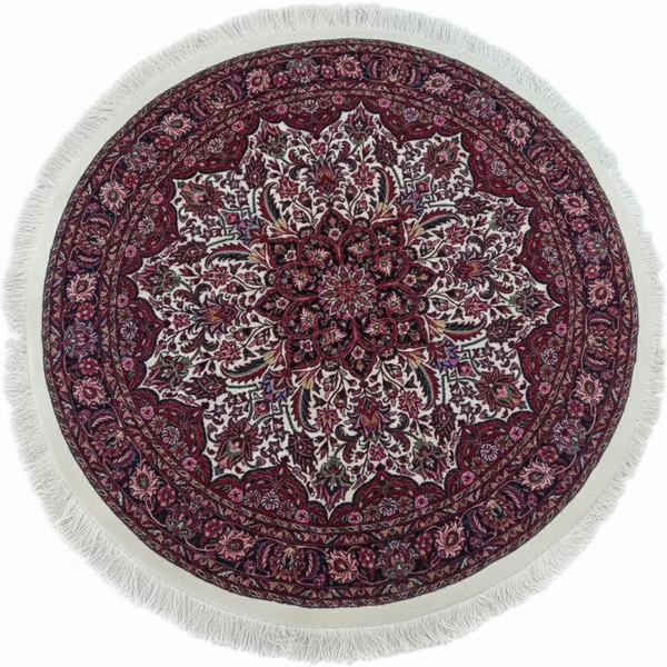 تصویر فرش نقشه خورشیدی گل ابریشم